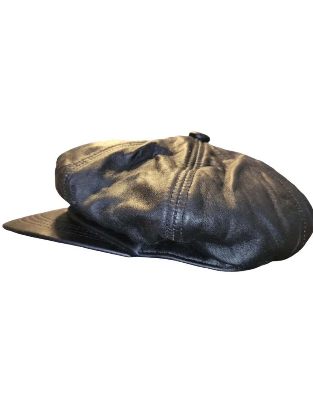 Genuine Leather Black Driving Cap Newsboy Hat 57mm (US Size 7 1/8) Med